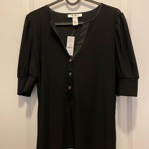 White House Black Market Black V-Neck Blouse
